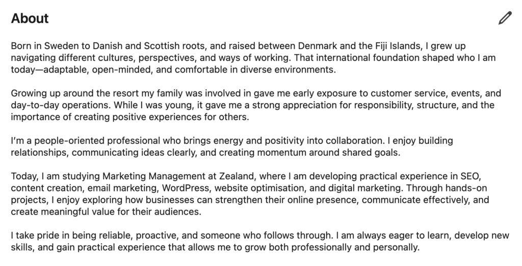 linkedin about